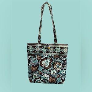 Vera Bradley Java Blue Quilted Tote Bag‎  Aqua Floral Shoulder Purse *SEE COND